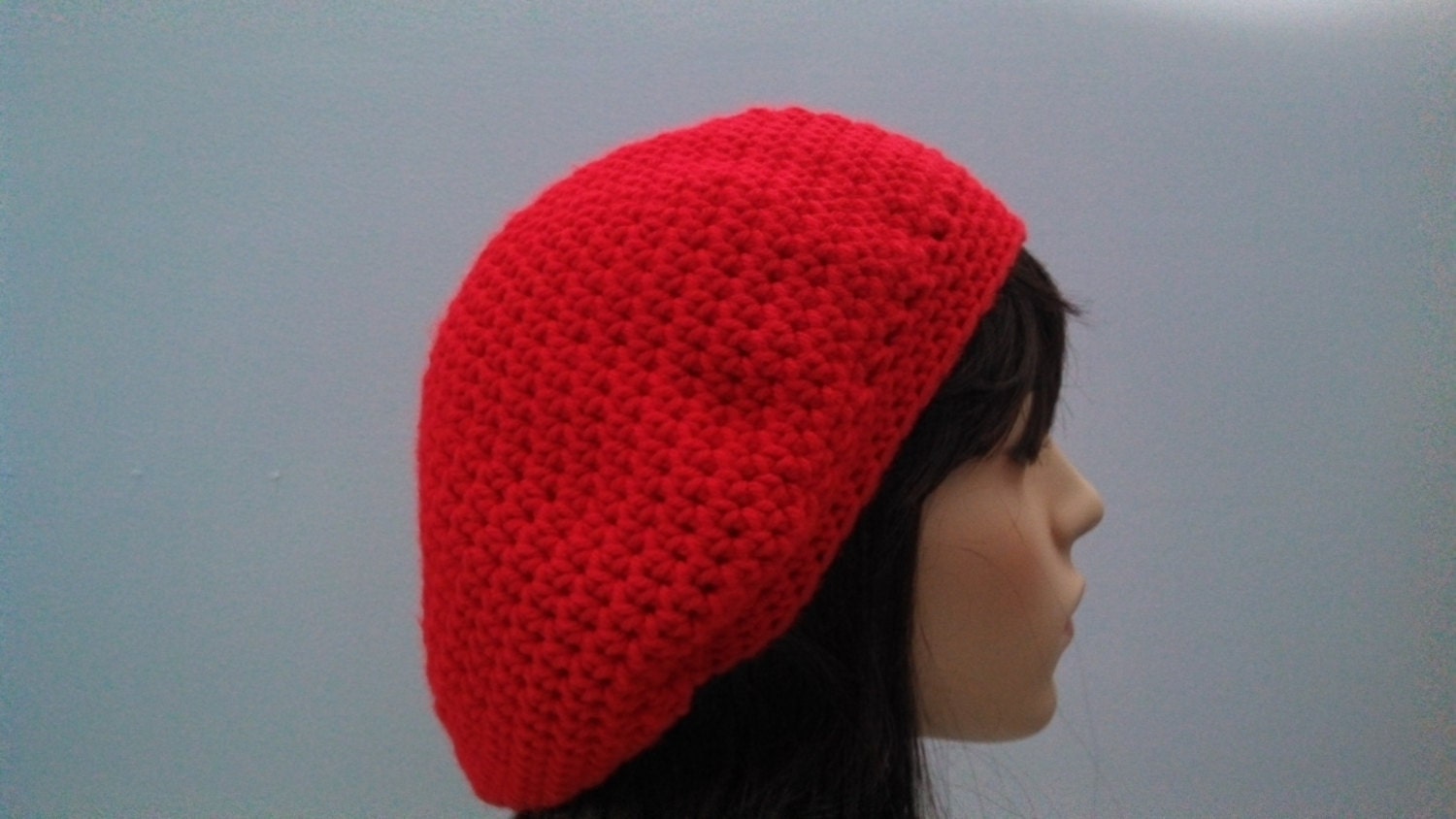 Christmas Red Color Slouch, Tam Hat, Snood, Beret.  Teens, Men or Women can Wear This.  Item 6