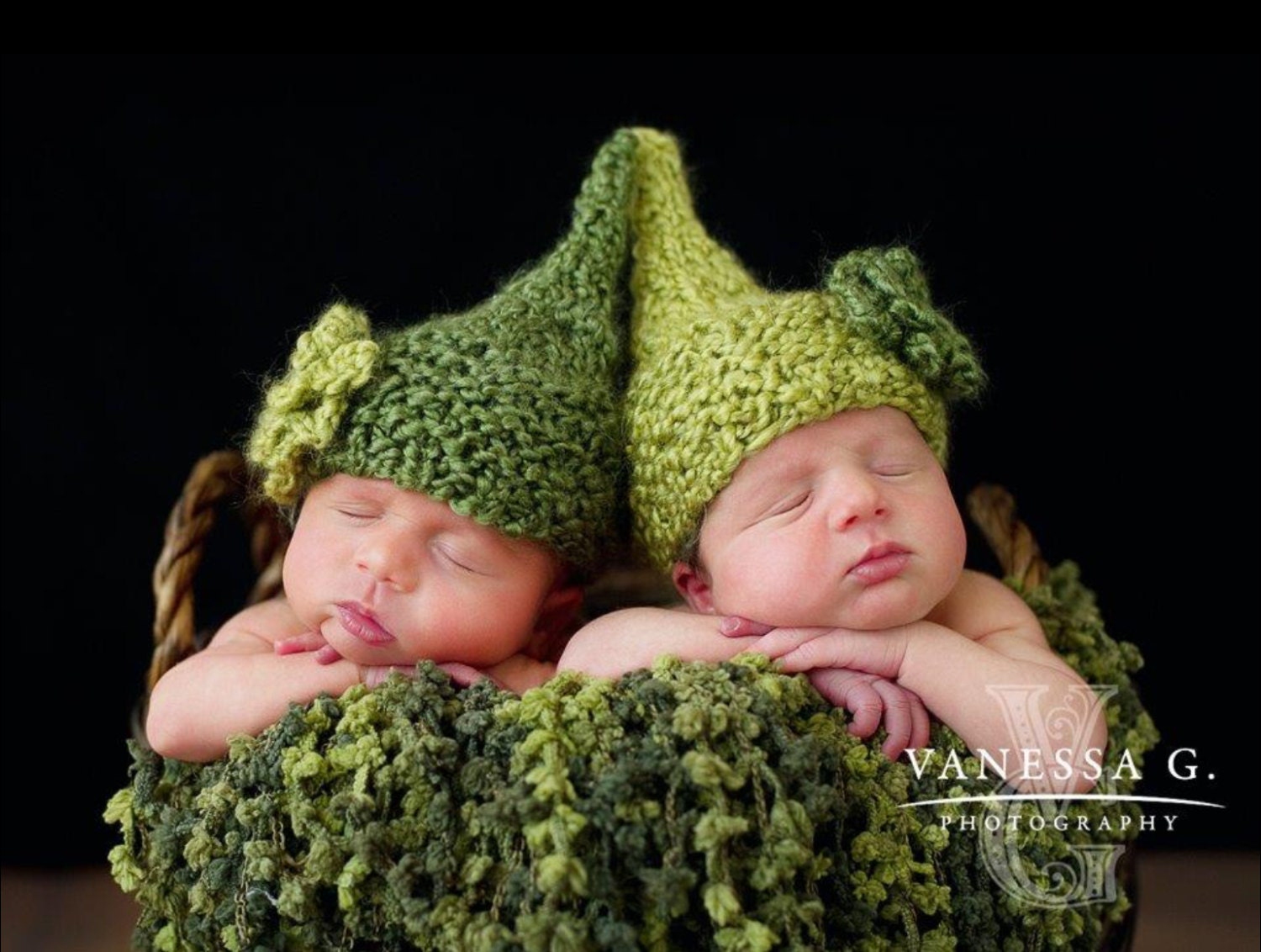 BABY HAT Buy 2 for TWINS - Knit Elf Hat for Newborn Infant Baby, Knit Hat for Twins - Photography Prop