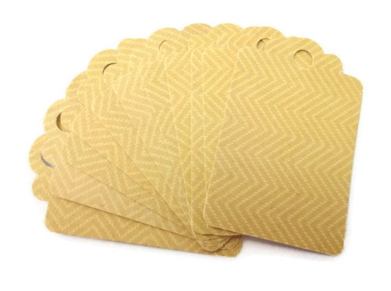 Gift Tag Wrap Card Yellow Herringbone