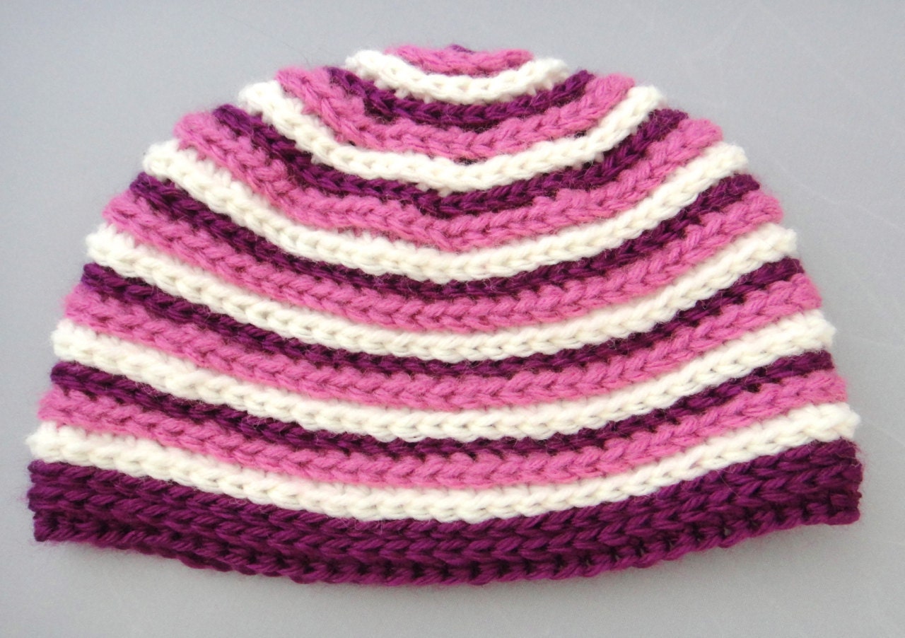 Baby Girl Crochet Beanie Hat Purple Shades