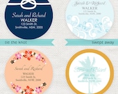 personalized return address label circle stickers - printable file - beach party nautical