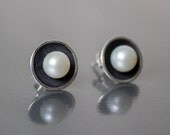 Black and White Pearl post earrings