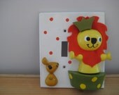 adorable 70s LION and friend Light Switch Plate
