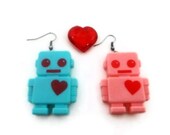 Lovebots Robot Recycled Earrings