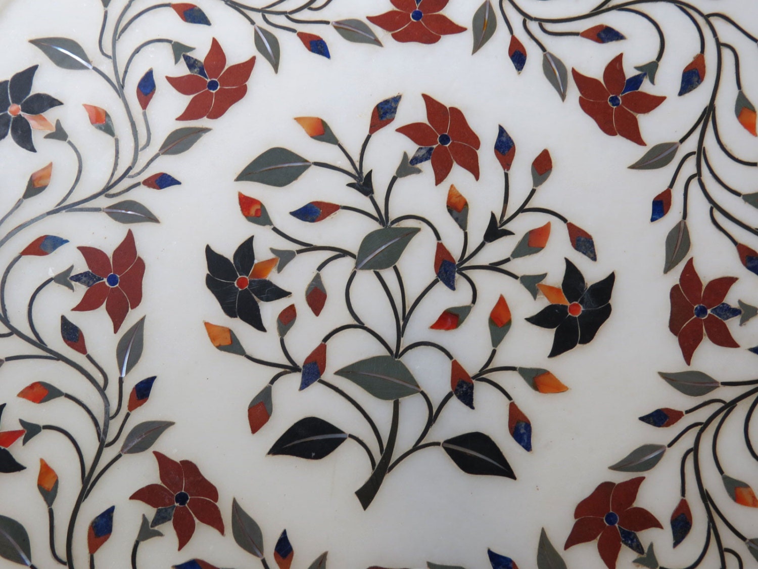Huge Marble PIETRA DURA Platter, 15" Diameter