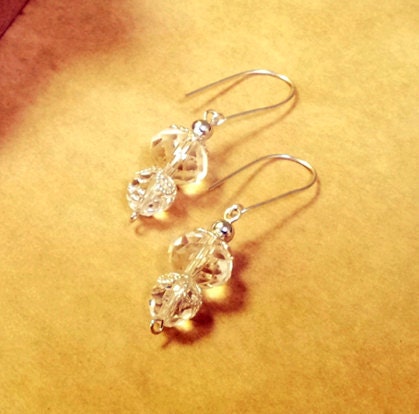 Crystal Clear Glass Drop Earring. free shipping.