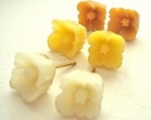 Flower Post earrings gift set - orange, yellow and cream blossom studs