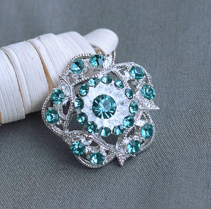 5 Teal Aqua Tiffany Blue Rhinestone Button Crystal Embellishment Wedding Brooch Bouquet Cake Hair Comb Shoe Clip Supply BT357
