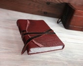 Journal - Dark Red Leather Journal, Notebook, Diary, Sketchbook - White Unlined Thick Paper, Oxblood Mahogany Burgundy