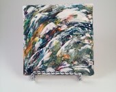 4" x 4" Original Textured Mini Oil Painting - Paint mixed on canvas with white