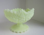 Vintage 1970's FENTON GLASS Satin Custard Pinwheel Compote No. 8227