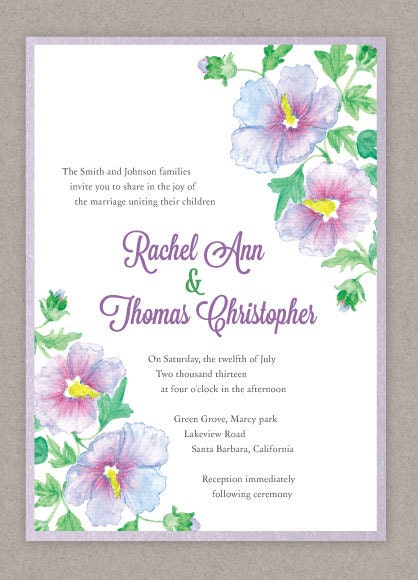 DIY Custom Wedding Invitation and Response Card - Garden Floral Watercolor Design Customized Printable PDF