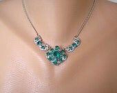 Emerald Bridal Necklace, Edwardian Necklace, Silver Filigree Choker, Emerald Green Choker, Vintage Bridal Jewelry