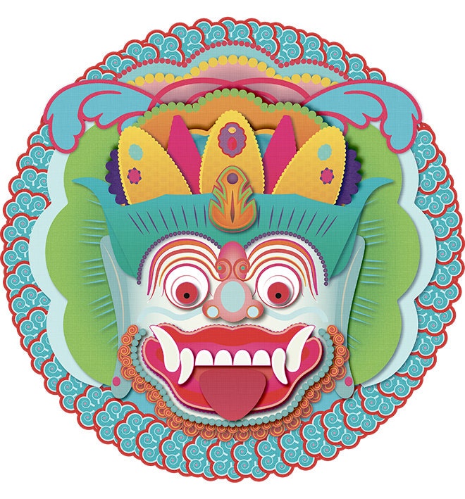 Bali Monster -  giclee print - fine art paper  30x30cms
