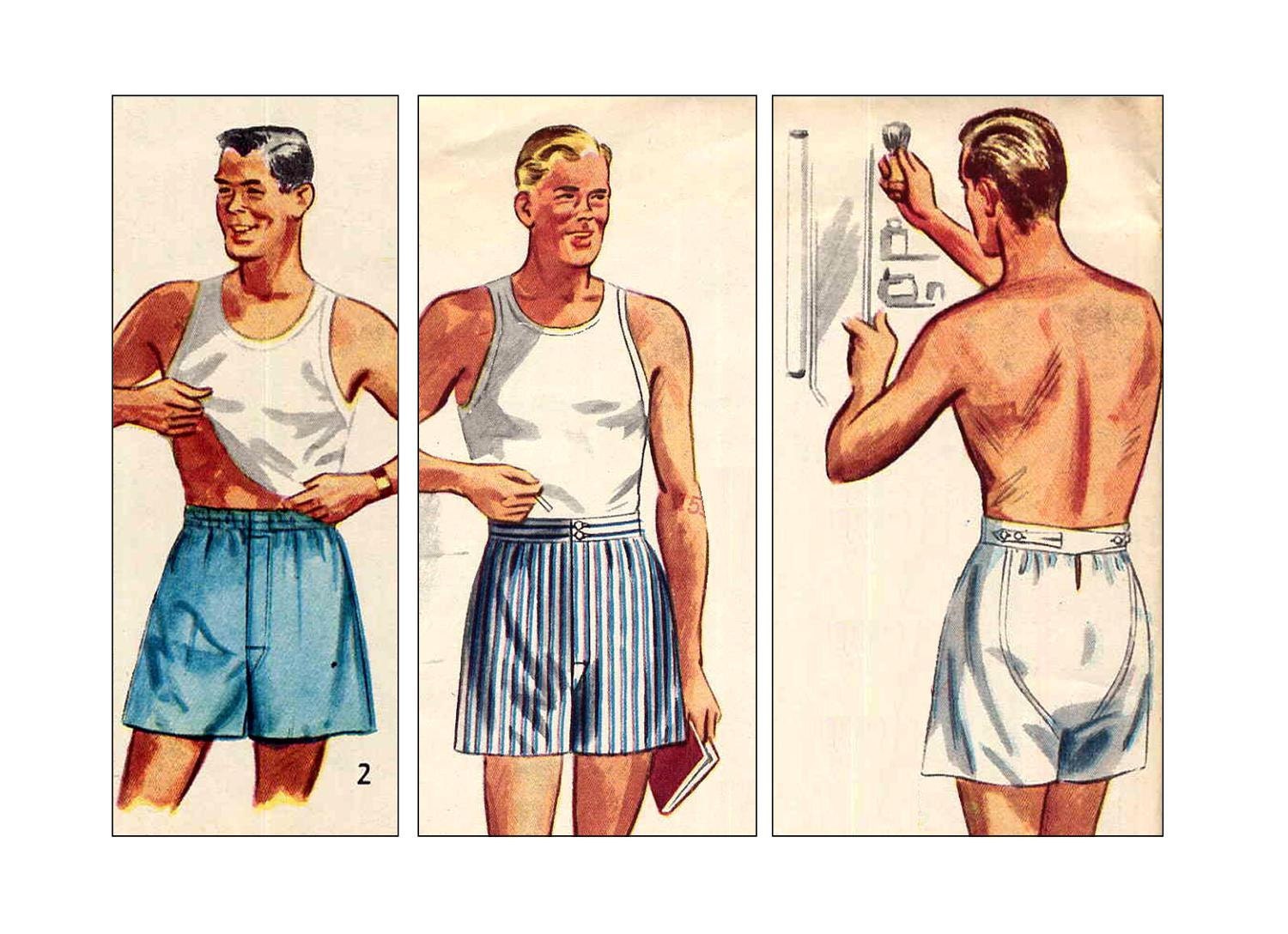 Vintage 1950s Mens Boxer Underwear Shorts by