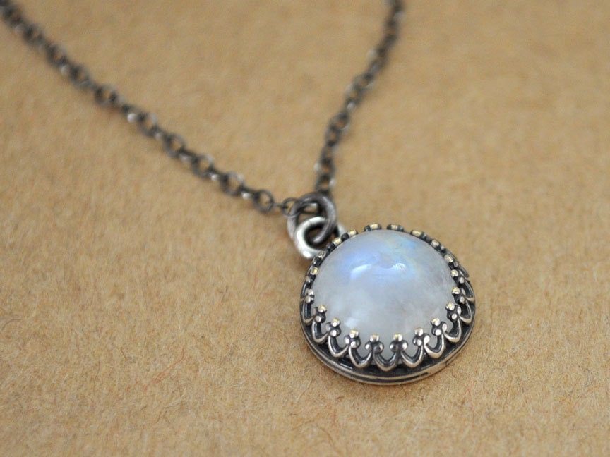 ONCE UNDER The MOONLIGHT oxidized sterling silver necklace natural moonstone cab