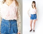 Vintage Lace Blouse with Pink SM-MED