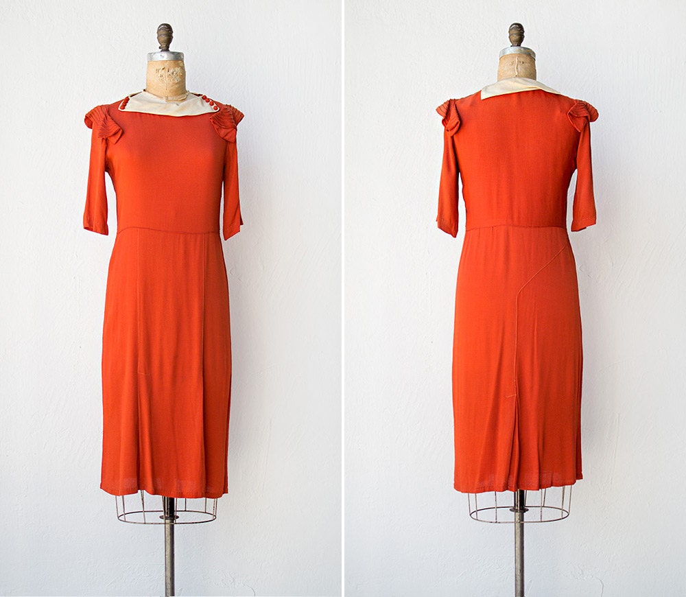 vintage 1930s dress / vintage1930s red dress / vintage 30s / vintage dress