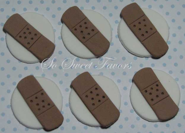 Fondant edible cupcake toppers - Band Aid