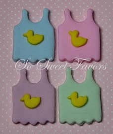 Baby shower fondant edible cupcake toppers - Baby shirt with duckling