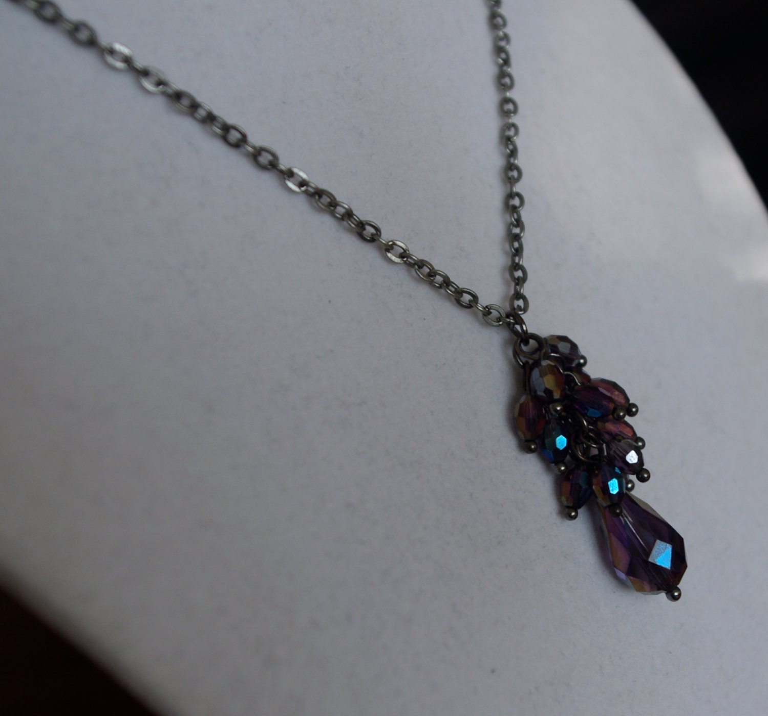 Purple sparkle and gunametal mix VINTAGE and handmade necklace GIFT Wrapped and ready to enjoy