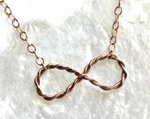 Intertwined Infinity Solitaire Necklace of Recycled Sterling Silver, 14kt Yellow Gold Fill, or 14kt Rose Gold Fill - Eco Friendly