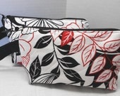 Zipper Wristlet Bag Red White Black - Handmade by SEW FUN QUILTS