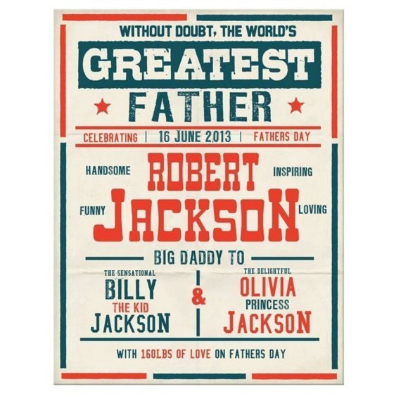 Fathers day Custom vintage boxing poster printable PDF gift