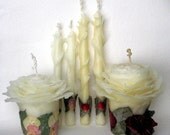 Unique Unity Set, Wedding Candles, Reception Decor, Centerpiece, Gift - Beeswax, Rose Petals - Eco Luxury Rose Candles by Marcie Forest