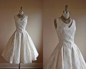 1940s Dress - Vintage 40s Dress - White Cotton Deco Sundress Bolero Jacket M - Moonstone Ring