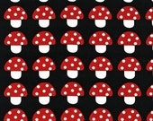 Black Red Mushrooms - Woodland Pals Ann Kelle - Robert Kaufman - Fabric - Fat Quarter 18 by 22