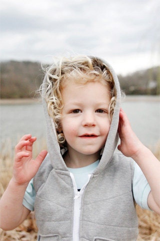 the AZTEC hooded vest PDF pattern boys and girls size 18m to 8