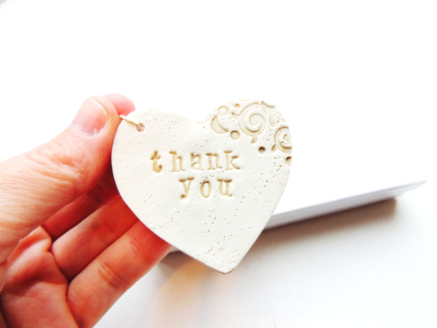 Thank You Wedding Favor Tags Favors Tag Personalized Gift Hang Tag Set of 20 Product Packaging Clay Heart Lace Vintage Shabby Chic Wedding