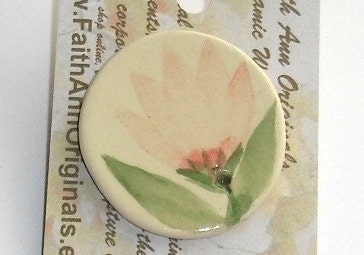 PIN "Spring" handmade ceramic OOAK real flower volunteer from my garden glazed in spring bashful blush petal pink by Faith Ann Originals f4 - FaithAnnOriginals