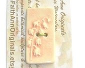 PALE PINK LILY of the Valley handmade ceramic 2 holed button cactus flower debutante tiny white bells textured clay by Faith Ann Originals