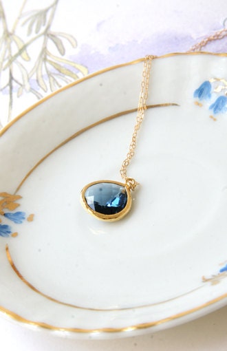 Blue stone necklace - minimalist jewelry