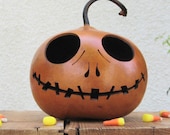 Halloween Gourd Jack O Lantern Natural Fall Harvest Pumpkin Jack Skellington (inspired by Tim Burton)