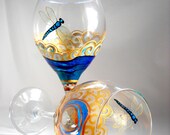Dragonfly Wine Glassware Hand Painted Wine Glasses