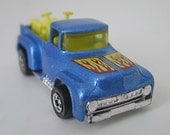 Hot Wheels Car, 1980s Toy, '56 Hi-Tail Hauler with Motorcycles - metallic blue, pickup truck, neon yellow, retro, collectible, for him