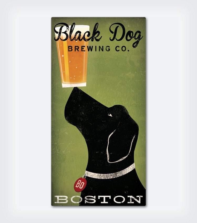 CUSTOM Personalized Brown, Yellow, or Black Dog  Brewing Company STRETCHED CANVAS Wall Art  Ready-To-Hang 8x16x1.5