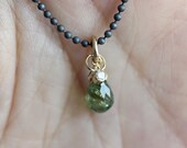 Green Sapphire In 14K Gold Necklace (1) - Ready To Ship