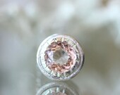 Morganite Halo Necklace In Nickel Free Sterling Silver (B) - Ready To Ships