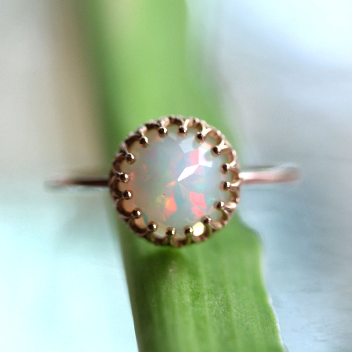 Rose Cut Opal In 14K Rose Gold Ring - Ready To Ship