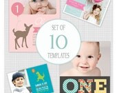 INSTANT DOWNLOAD: 10 PSD kids birthday party invitation templates. Mini Pack 19. Il_170x135