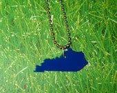 Kentucky Necklace State Jewelry, Blue Acrylic Bluegrass State Shape