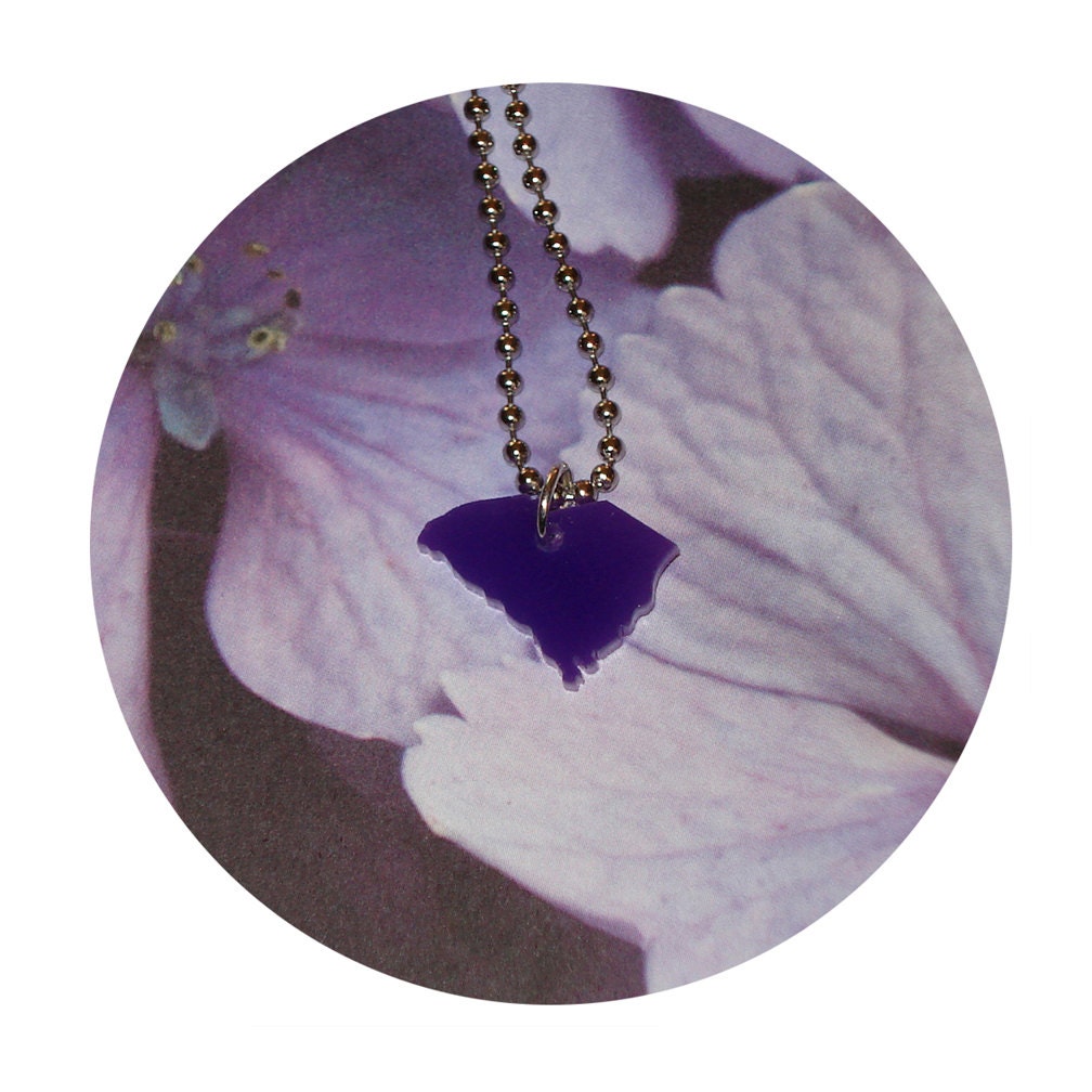 State Jewelry South Carolina Necklace Purple Acrylic State