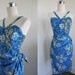 1950's Vintage Blue Hawaiian Reverse Halter Sarong Dress Rockabilly Tiki