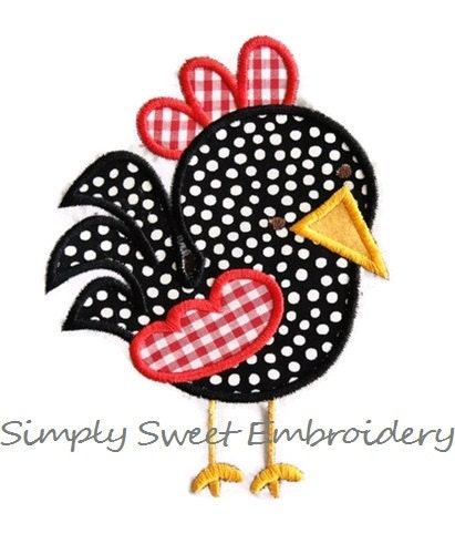 Rooster Machine Embroidery Applique Design