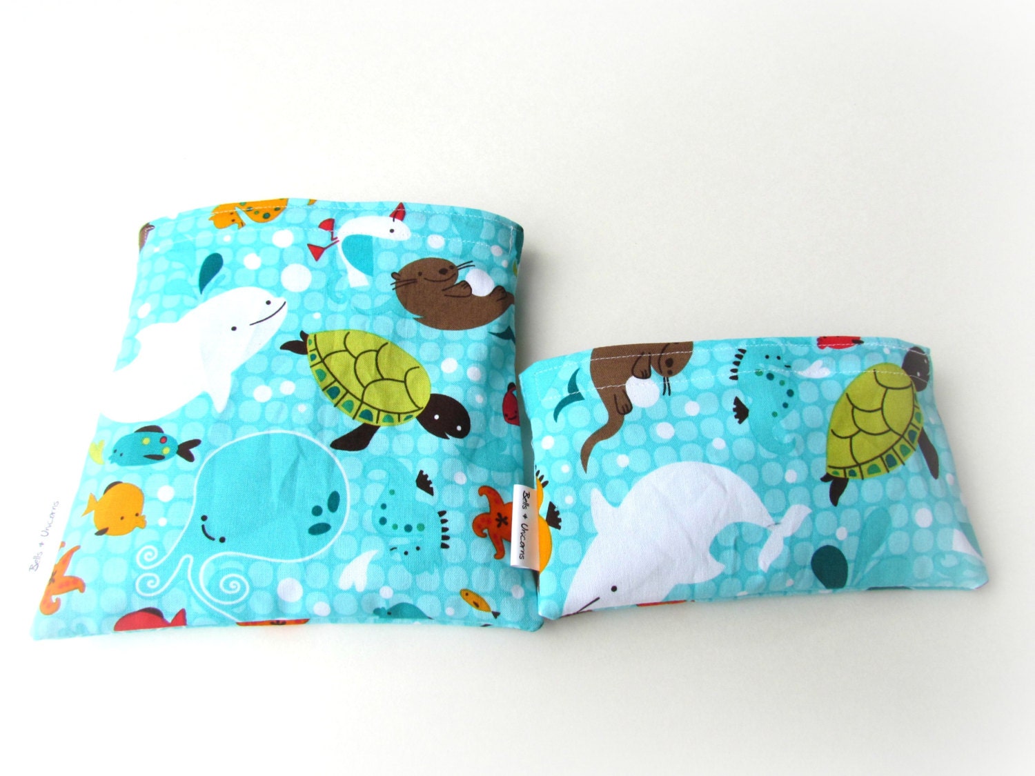 Reusable Sandwich Bag Set -- Sea Life- 1 Sandwich Bag and 1 Snack Bag