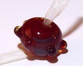 Handmade Lampwork Focal Bead  DOTTED FLAME RED